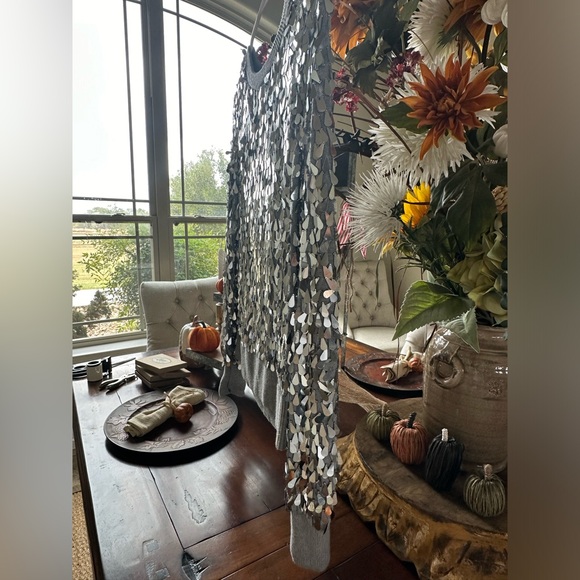 MICHAEL KORS  Teardrop Paillette Sequin Embellished Mirror Shimmer Sweater - Picture 3 of 8